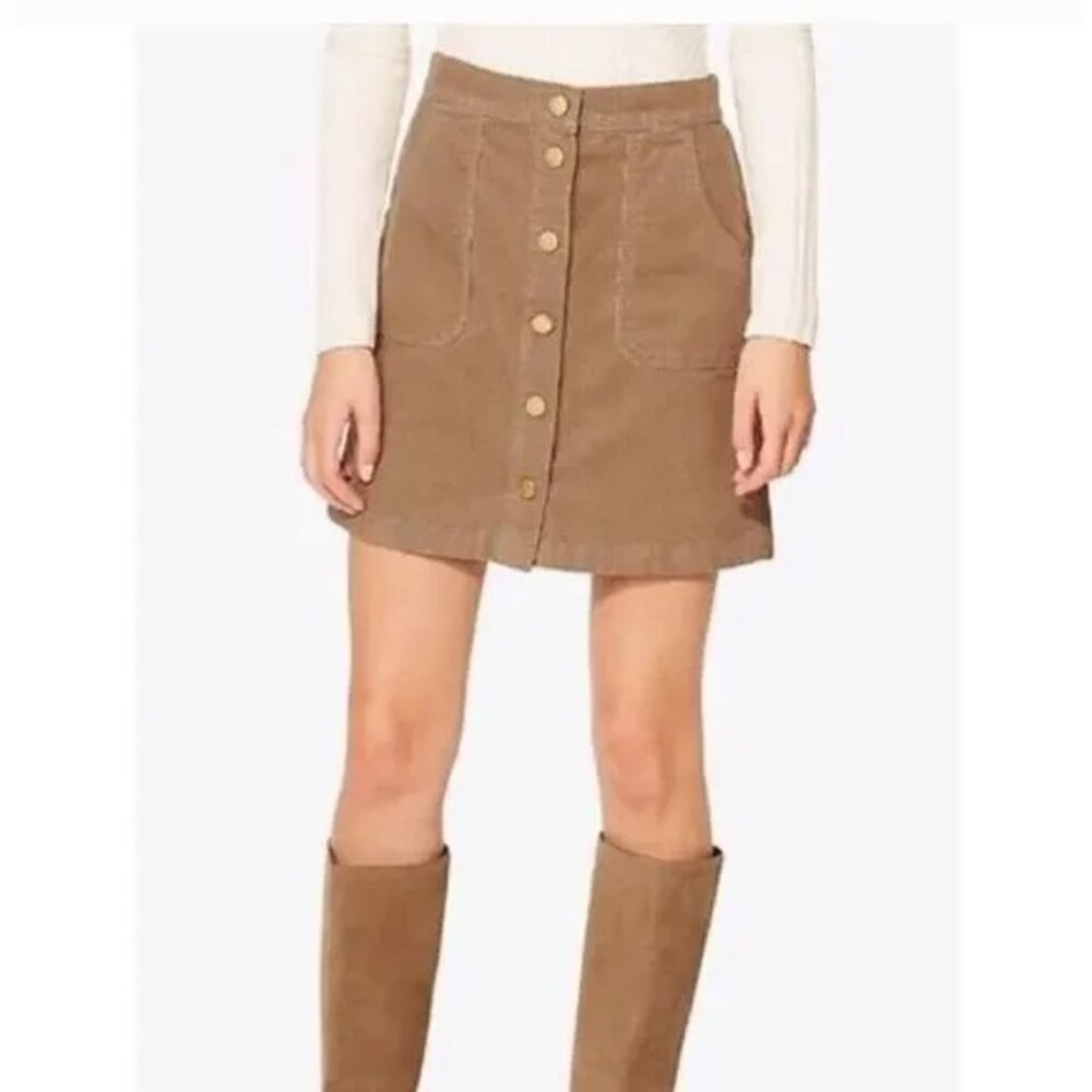 Tory Burch Lucitano Corduroy Button-Down Mini Skirt Size 8